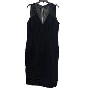 Lafayette 148 New York Womens Sheer Panel Black Sleeveless Dress Size 8 NWT